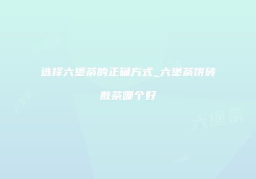 选择六堡茶的正确方式_六堡茶饼砖散茶哪个好