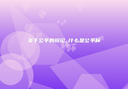 关于公平的辩论_什么是公平杯