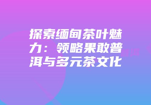 探索缅甸茶叶魅力：领略果敢普洱与多元茶文化