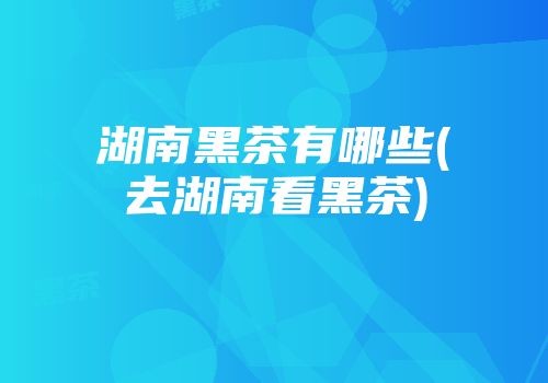 湖南黑茶有哪些(去湖南看黑茶)