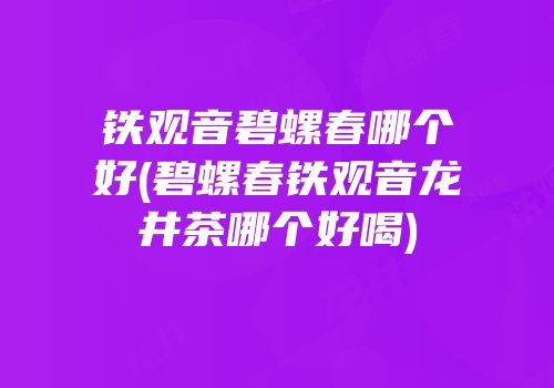 铁观音碧螺春哪个好(碧螺春铁观音龙井茶哪个好喝)
