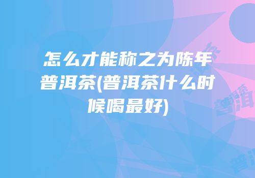 怎么才能称之为陈年普洱茶(普洱茶什么时候喝最好)