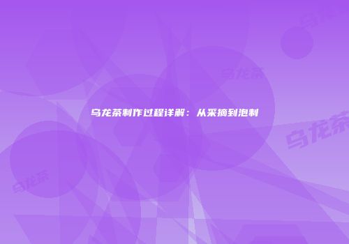 乌龙茶制作过程详解：从采摘到泡制