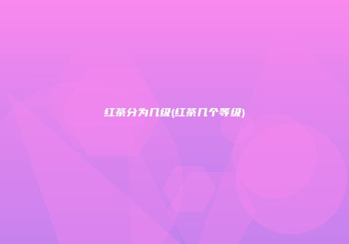 红茶分为几级(红茶几个等级)