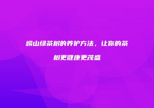 崂山绿茶树的养护方法，让你的茶树更健康更茂盛