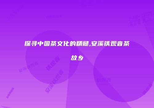 探寻中国茶文化的精髓,安溪铁观音茶故乡