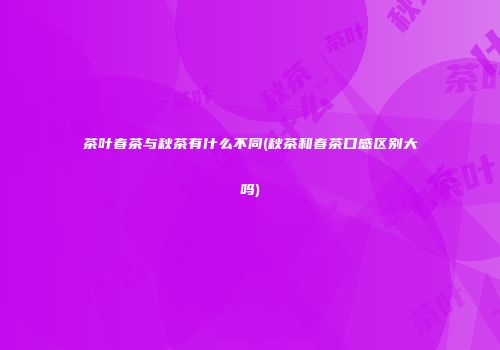 茶叶春茶与秋茶有什么不同(秋茶和春茶口感区别大吗)
