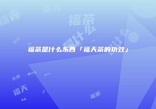福茶是什么东西「福天茶的功效」