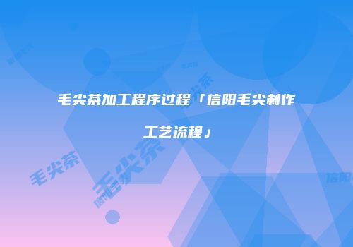 毛尖茶加工程序过程「信阳毛尖制作工艺流程」