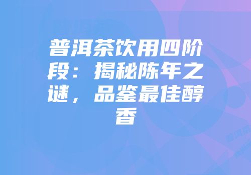 普洱茶饮用四阶段：揭秘陈年之谜，品鉴最佳醇香