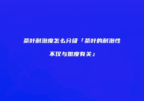 茶叶耐泡度怎么分级「茶叶的耐泡性不仅与嫩度有关」