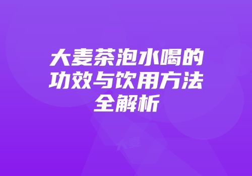 大麦茶泡水喝的功效与饮用方法全解析