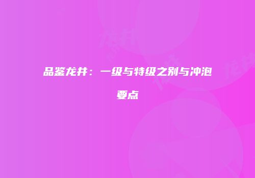 品鉴龙井：一级与特级之别与冲泡要点