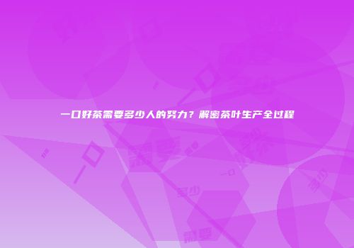 一口好茶需要多少人的努力？解密茶叶生产全过程