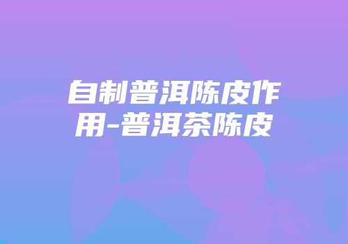 自制普洱陈皮作用-普洱茶陈皮