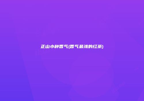 正山小种香气(香气最浓的红茶)