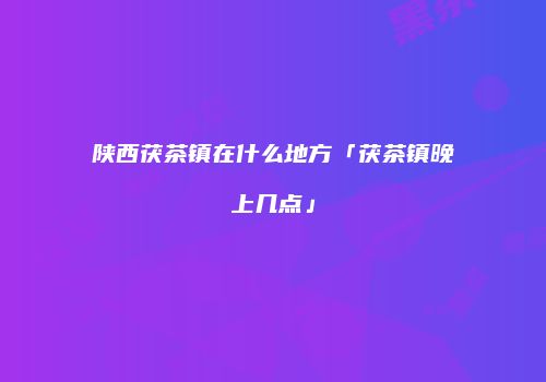 陕西茯茶镇在什么地方「茯茶镇晚上几点」