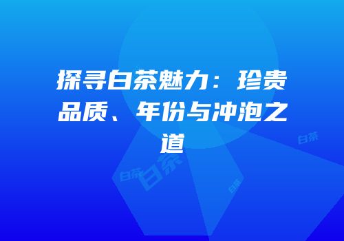 探寻白茶魅力：珍贵品质、年份与冲泡之道