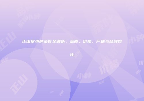 正山堂小种茶叶全解析：品质、价格、产地与品牌对比
