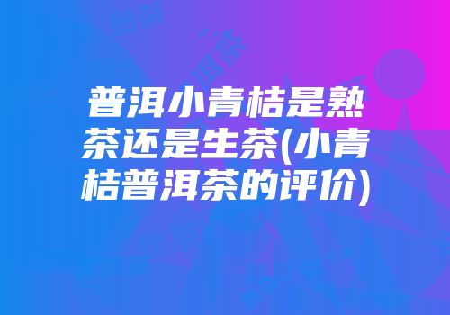 普洱小青桔是熟茶还是生茶(小青桔普洱茶的评价)