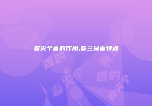 春尖个香的作用,春兰朵香特点