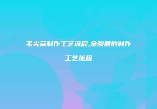 毛尖茶制作工艺流程,金骏眉的制作工艺流程