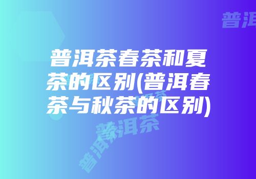 普洱茶春茶和夏茶的区别(普洱春茶与秋茶的区别)