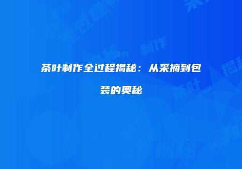 茶叶制作全过程揭秘：从采摘到包装的奥秘