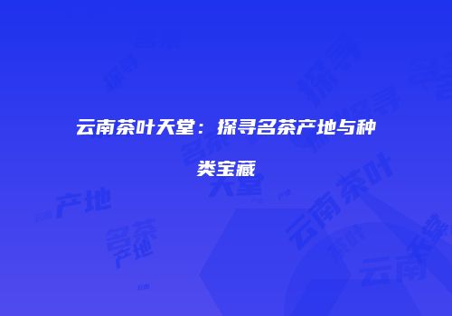 云南茶叶天堂：探寻名茶产地与种类宝藏