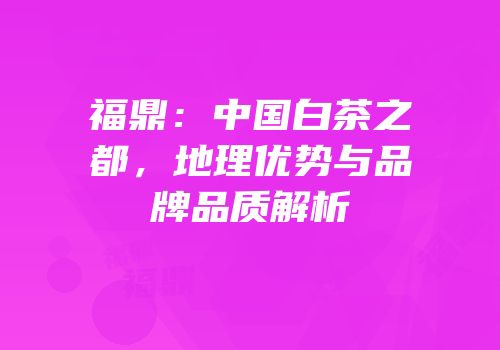 福鼎：中国白茶之都，地理优势与品牌品质解析