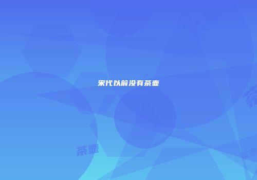 宋代以前没有茶壶