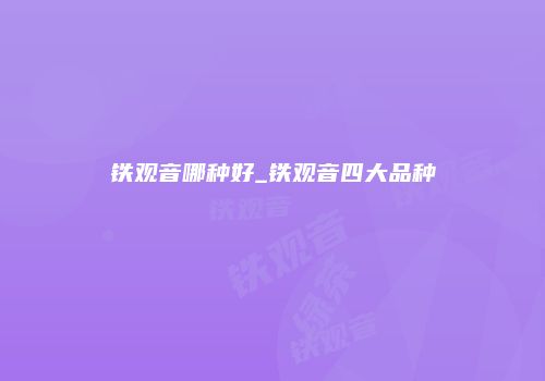 铁观音哪种好_铁观音四大品种