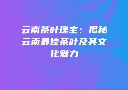 云南茶叶瑰宝：揭秘云南最佳茶叶及其文化魅力