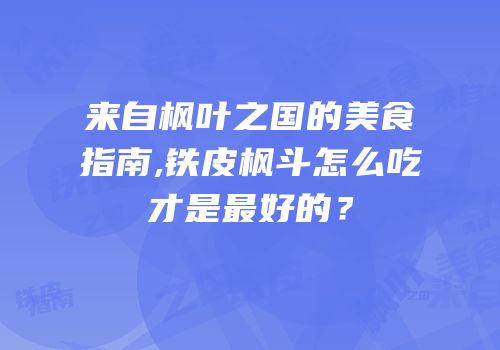 来自枫叶之国的美食指南,铁皮枫斗怎么吃才是最好的？