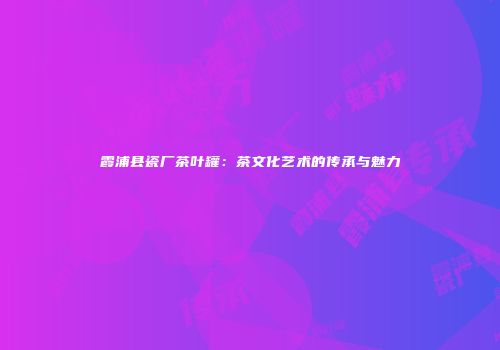 霞浦县瓷厂茶叶罐：茶文化艺术的传承与魅力
