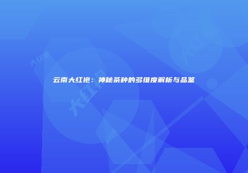 云南大红袍：神秘茶种的多维度解析与品鉴