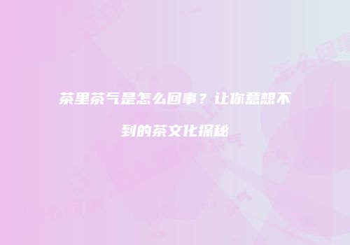 茶里茶气是怎么回事？让你意想不到的茶文化探秘