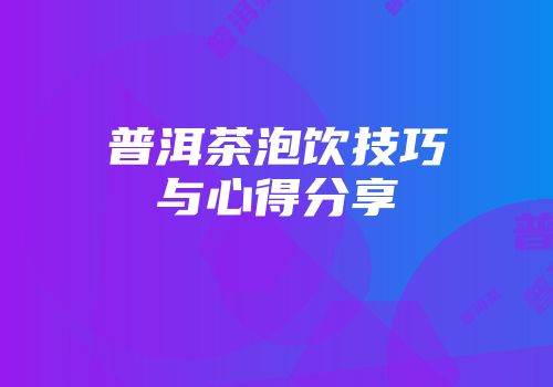 普洱茶泡饮技巧与心得分享