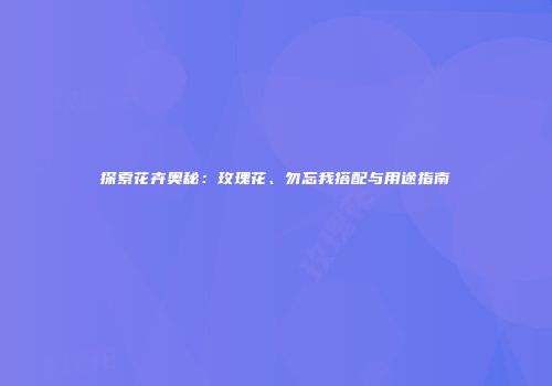 探索花卉奥秘：玫瑰花、勿忘我搭配与用途指南