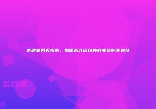 紫砂壶购买指南：揭秘茶叶店以外的靠谱购买途径