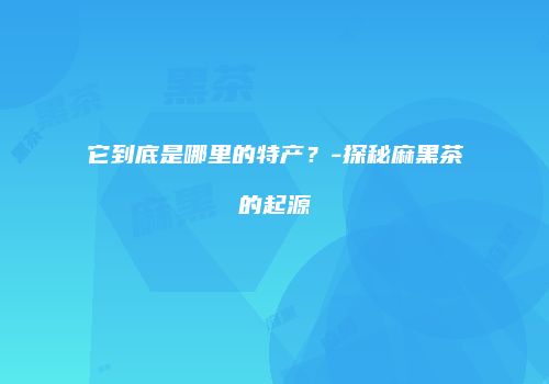 它到底是哪里的特产？-探秘麻黑茶的起源