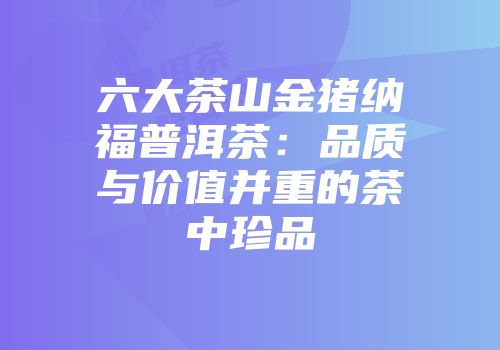 六大茶山金猪纳福普洱茶：品质与价值并重的茶中珍品