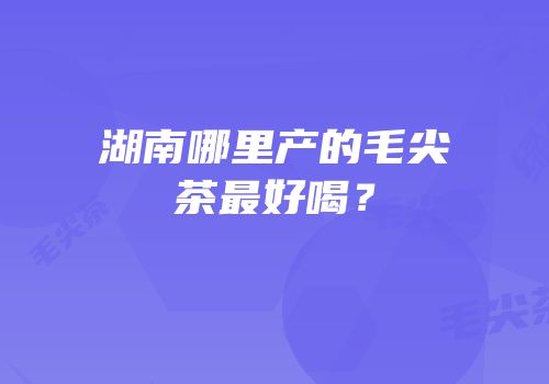 湖南哪里产的毛尖茶最好喝？