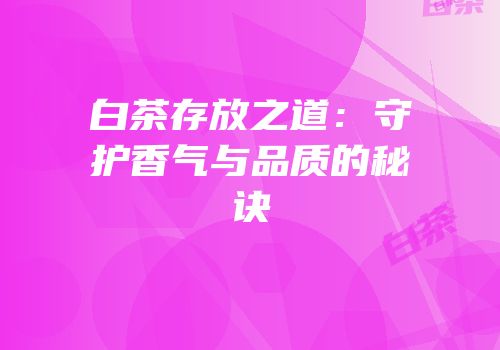 白茶存放之道：守护香气与品质的秘诀