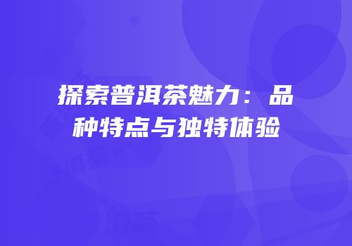 探索普洱茶魅力：品种特点与独特体验