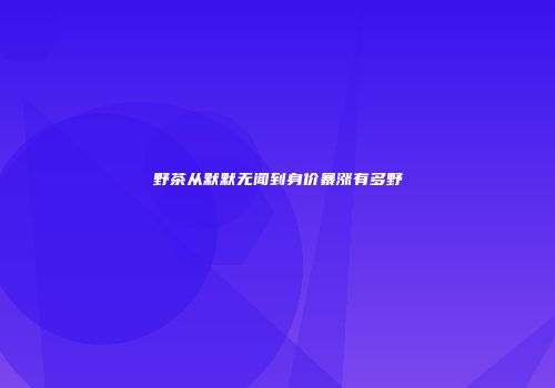 野茶从默默无闻到身价暴涨有多野