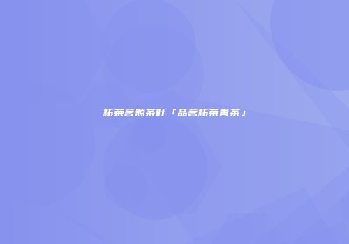 柘荣茗源茶叶「品茗柘荣青茶」
