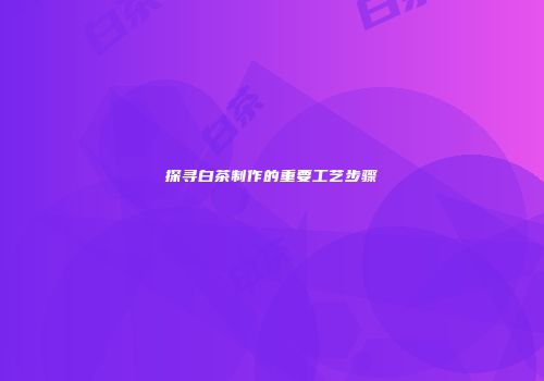 探寻白茶制作的重要工艺步骤
