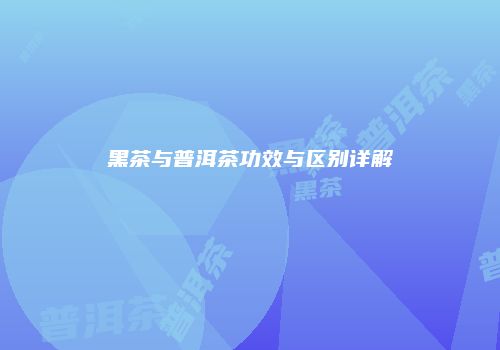 黑茶与普洱茶功效与区别详解