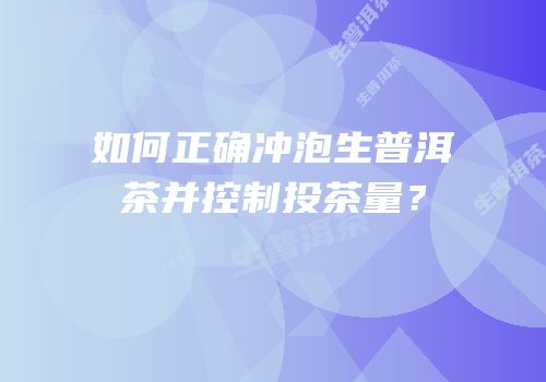 如何正确冲泡生普洱茶并控制投茶量？